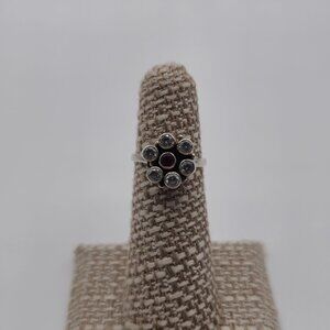 Size 4.75 Sterling Silver Ruby And Cubic Zirconia Open Style Ring A2012